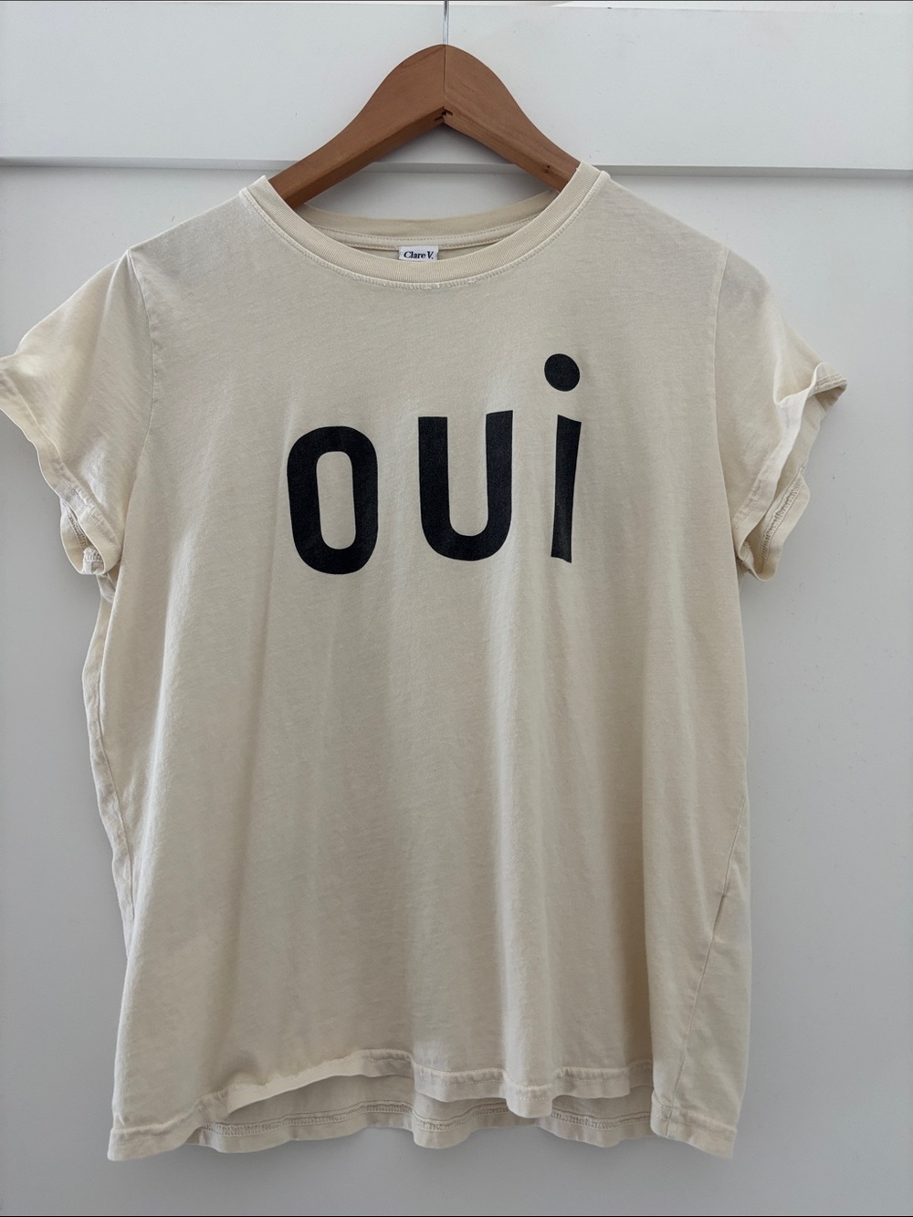 Clare V Cream Short Sleeve 'oui' Graphic Tee